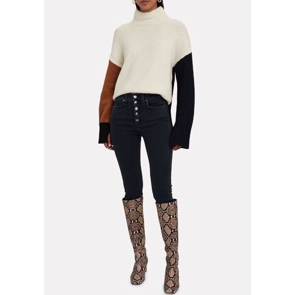 Frame Women's Oversized Colorblock Turtleneck Sweater‎ in Multi Large